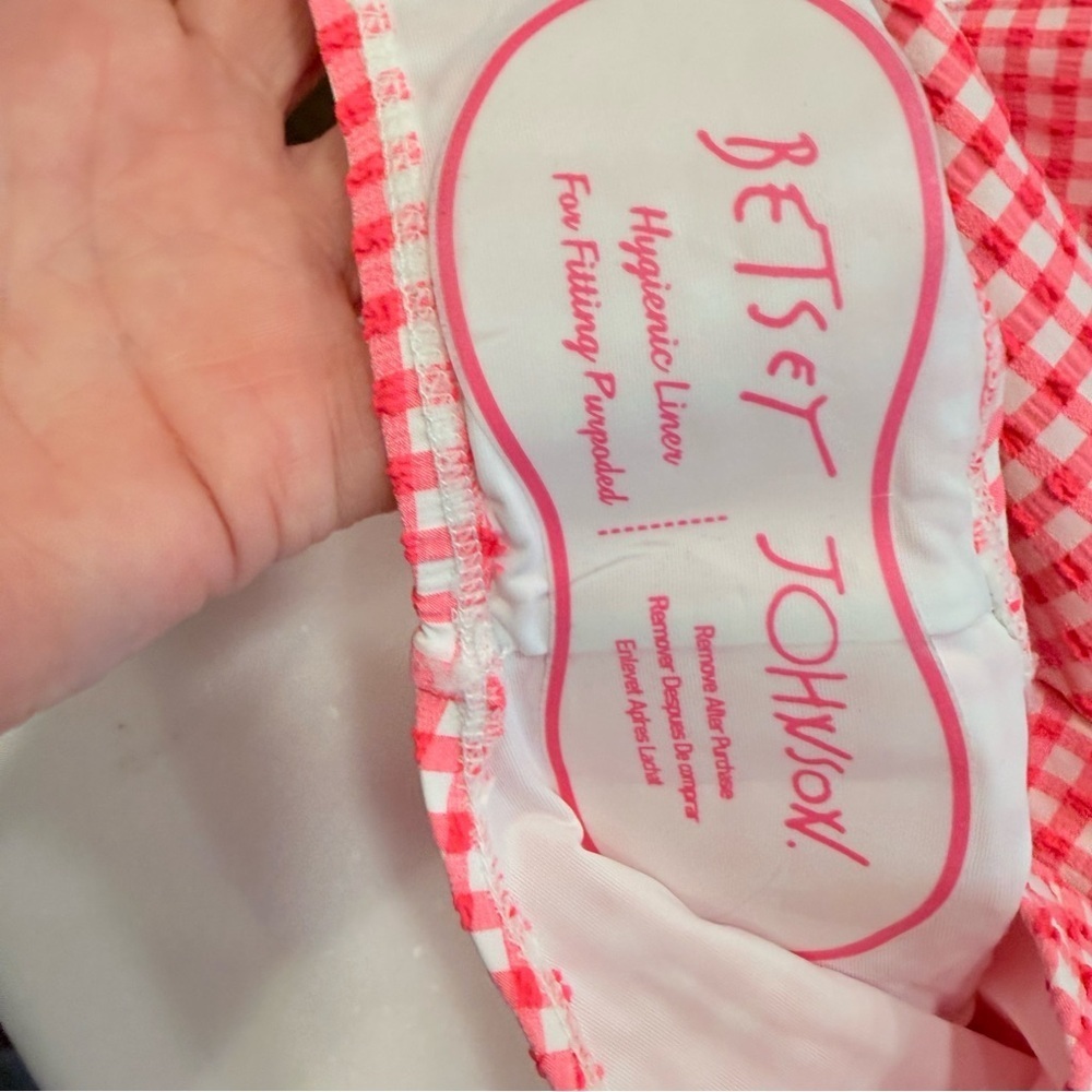 BETSEY Johnson 1 Pcs Bathing Suit Retro Pink & White Gingham Adj. Strap Sz M NEW - Picture 6 of 16